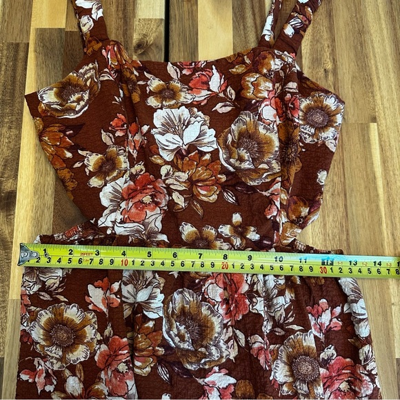 Rewind Sleeveless Cutout Maxi Dress Brown Pink Floral size Small - Picture 9 of 13